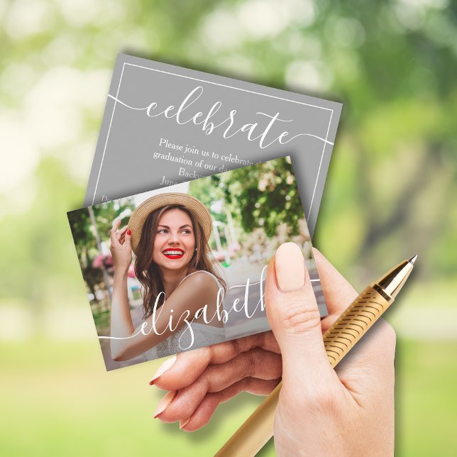 MINI Size 3.5" X 2.5" Graduate Photo Invitations (Small 3.5" x 2.5" graduation party cards to hand out or include in your graduation announcements.)