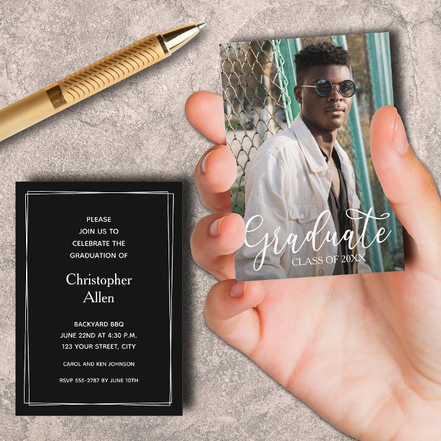 MINI Size 3.5" X 2.5" Photo Graduation Invitations (Small 3.5" x 2.5" graduation party cards to hand out or include in your graduation announcements.)