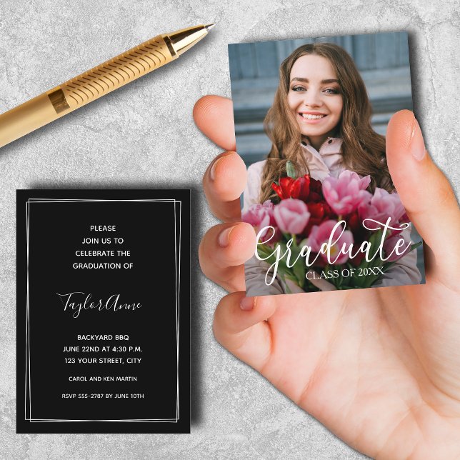 MINI Size 3.5" X 2.5" Photo Graduation Invitations (Small 3.5" x 2.5" graduation party cards to hand out or include in your graduation announcements.)