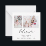MINI SIZE Believe 2 Photos Script Christmas Card<br><div class="desc">A charming MINI size 2.5" square for your festive greetings. IMPORTANT NOTE if you are in the US, the 2.5” square is smaller than the minimum US postage requirement so please choose an alternative size if needs be. If you require help transferring to another size please message me. Believe 2...</div>