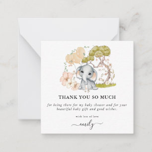 MINI SIZE   Cute Elephant Baby Shower Thank You Card