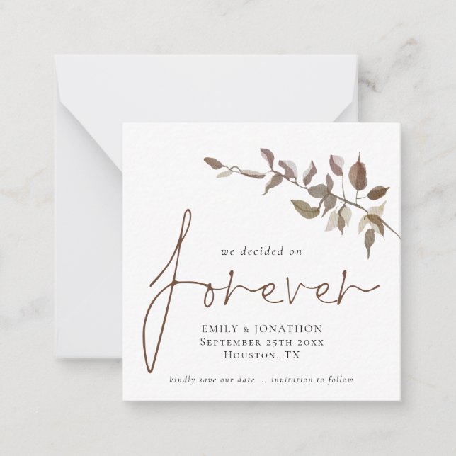 Mini Size| Decided on Forever Foliage Save Date Card (Front)