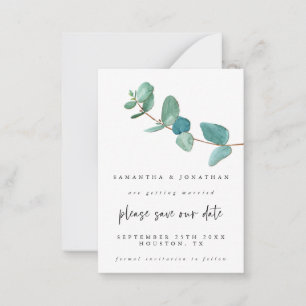 MINI SIZE   Eucalyptus Wedding Save The Date Card
