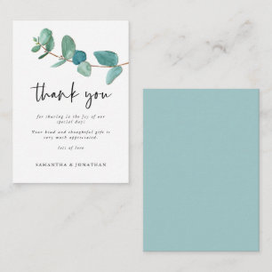MINI SIZE Eucalyptus Wedding Thank You Card
