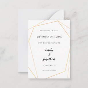 MINI SIZE Gold Geometric Wedding Save The Date Card