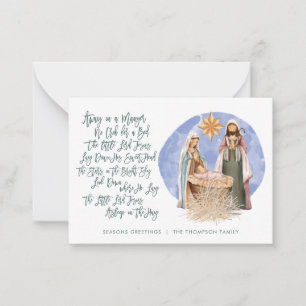 MINI SIZE Nativity Scene Away in a Manger Holiday Card