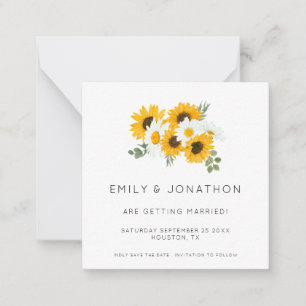 MINI SIZE Rustic Sunflowers Yellow Save The Date Card