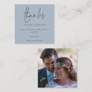 MINI SIZE Script Photo Wedding Dusty Blue Thanks Card