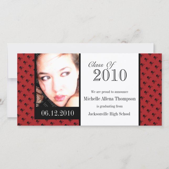 Mini Skulls Graduation Announcement Photo Cards (Front)