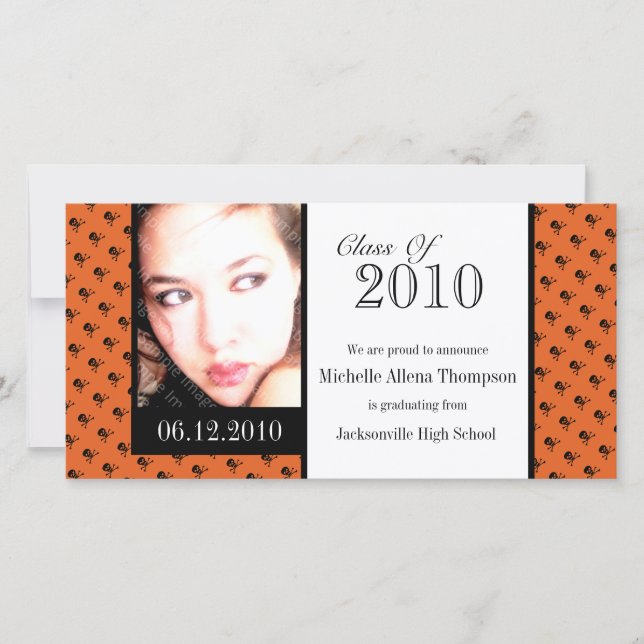 Mini Skulls Graduation Announcement Photo Cards (Front)