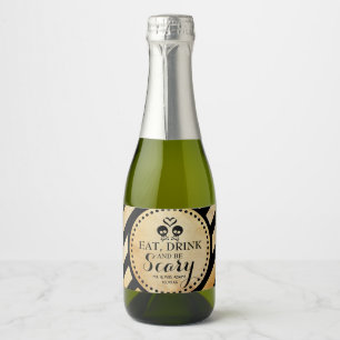 Mini Sparkling Wine Label Gothic Wedding Favour