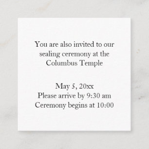 Mini Square Diamond-Back Temple Sealing Enclosure Card