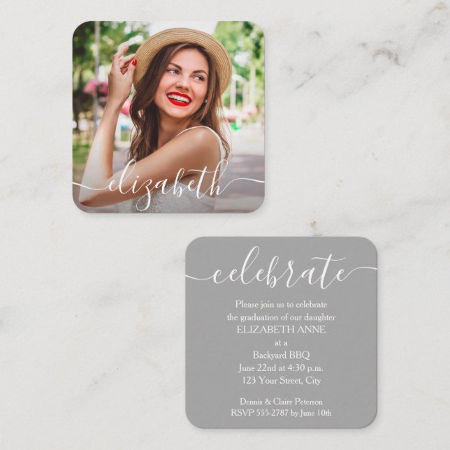 MINI Square Graduate Photo Invitations (Front/Back)