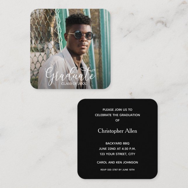 MINI Square Photo Graduation Invitations (Front/Back)