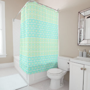 Mini Squares In Squares Mint Spearmint  Shower Curtain