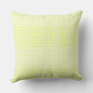 Mini Squares In Squares Pastel Chartreuse Green Cushion