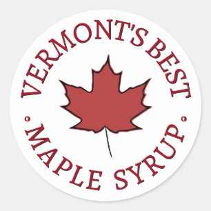 Mini State Name Red Leaf Maple Syrup Promotional Classic Round Sticker