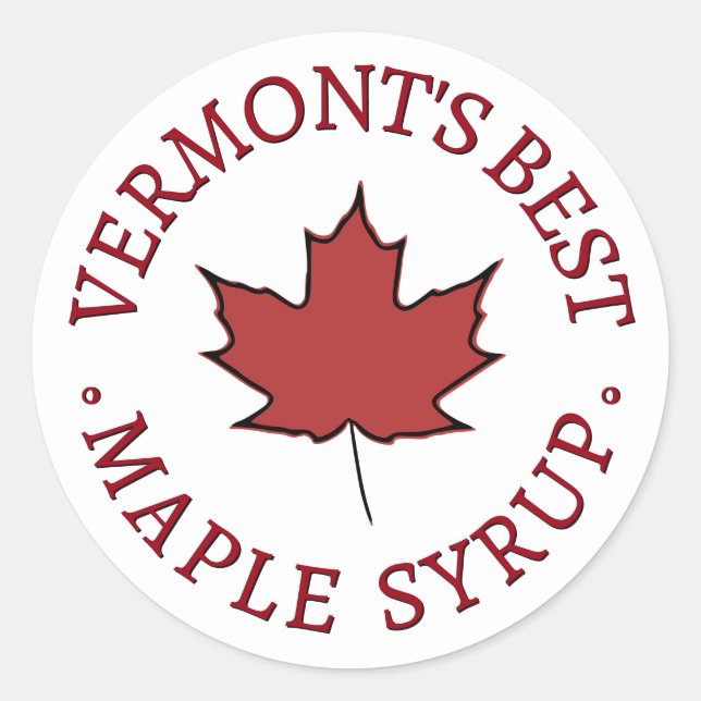 Mini State Name Red Leaf Maple Syrup Promotional   Classic Round Sticker (Front)