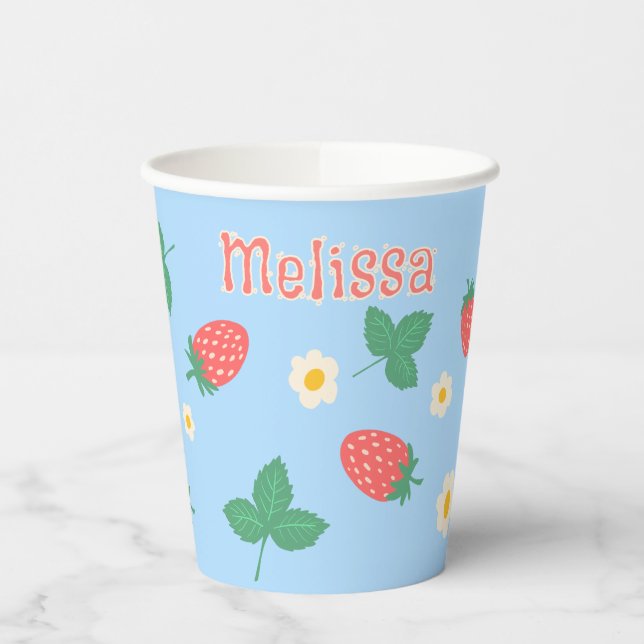 Mini Strawberry Blossom Personalised Paper Cups (Left)