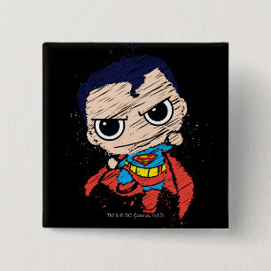 Mini Superman Sketch - Flying 15 Cm Square Badge