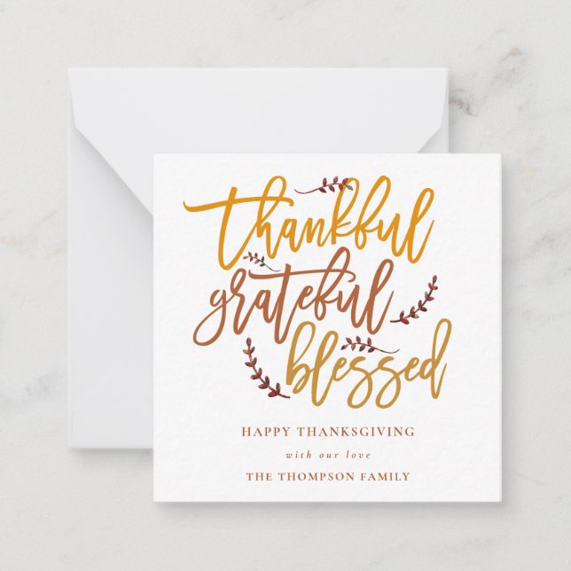 MINI Thankful Grateful Blessed Thanksgiving Card (Front)