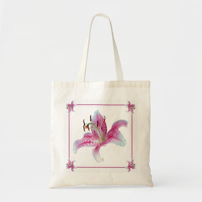 Mini Tiny Tote Stargazer Lilies with Your Name (Front)