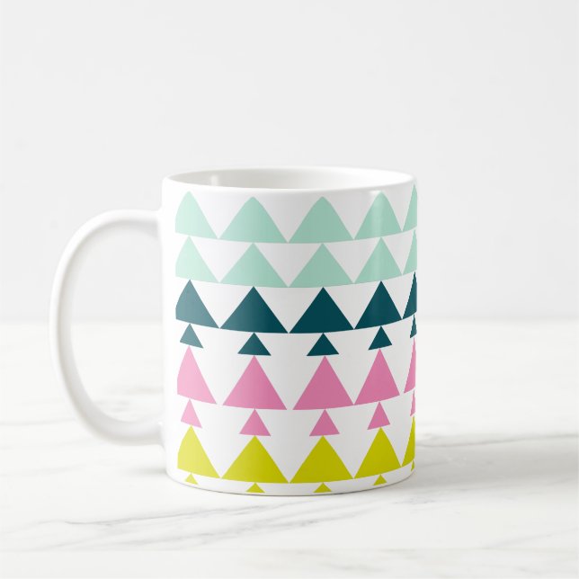 Mini Trees Pattern Art in Bright Holiday Colour Coffee Mug (Left)