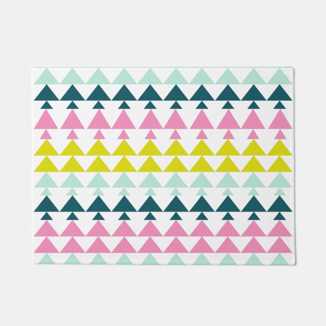 Mini Trees Pattern Art in Bright Holiday Colour Doormat (Front)