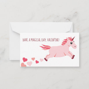 Mini Valentine's Day Card Pink Unicorn With Hearts