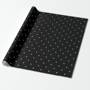 Mini Vanilla Polka Dots Pattern On Black Wedding Wrapping Paper