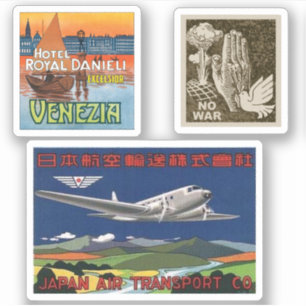 Mini vintage travel luggage label stickers
