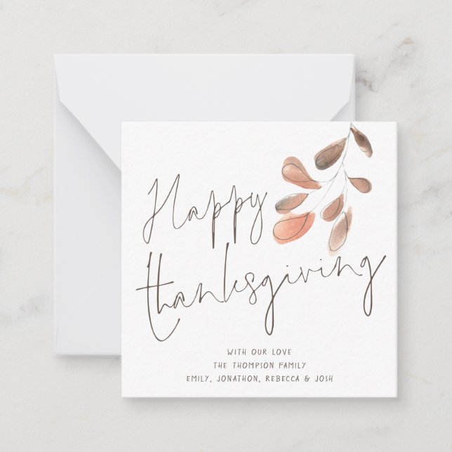 MINI Watercolor Foliage Happy Thanksgiving Card (Front)