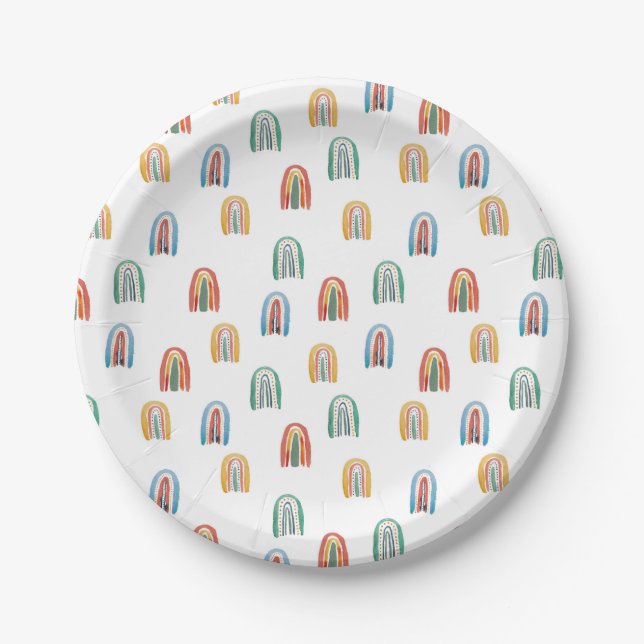 mini watercolor rainbows paper plate (Front)