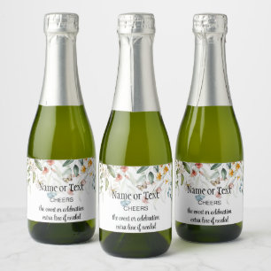 Mini Watercolor Still Life Floral Drop Sparkling Wine Label