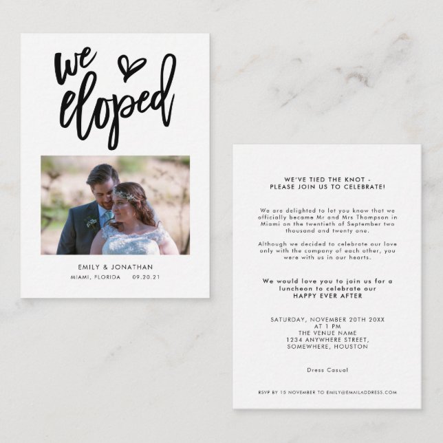 MINI | We Eloped Announcement Photo Invitation (Front/Back)