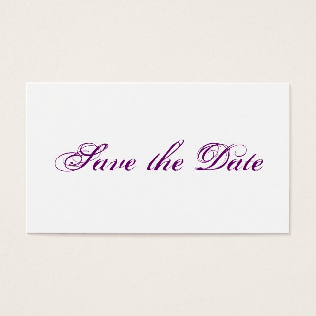Mini wedding Save the Date cards in purple (Front)