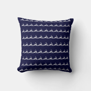 mini white DOLPHIN  on navy blue pillow