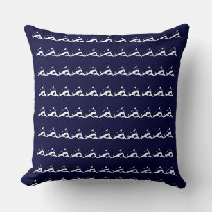 mini white DOLPHIN  on navy blue pillow