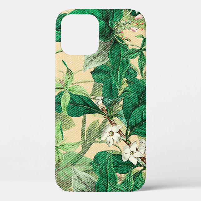 Mini white flowers with leaves pattern Case-Mate iPhone case (Back)