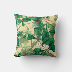 Mini white flowers with leaves pattern cushion