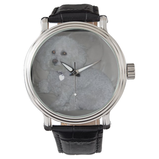 Mini White Poodle Wrist Watch (Front)
