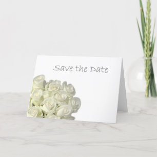 Mini White Roses "Save the Date" Card