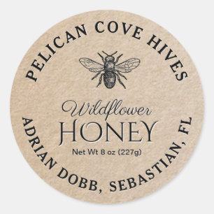 Mini Wildflower Honey Jar Lid Label Kraft