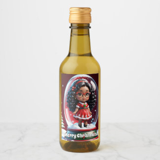 Mini Wine Bottle Christmas Label