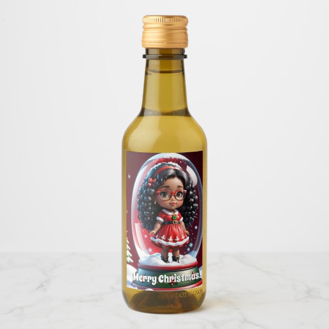 Mini Wine Bottle Christmas Label (Front)
