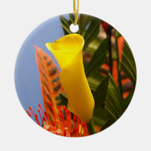 mini yellow calla lily ceramic tree decoration