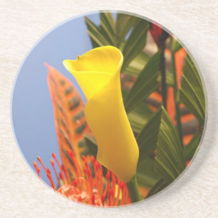 mini yellow calla lily coaster