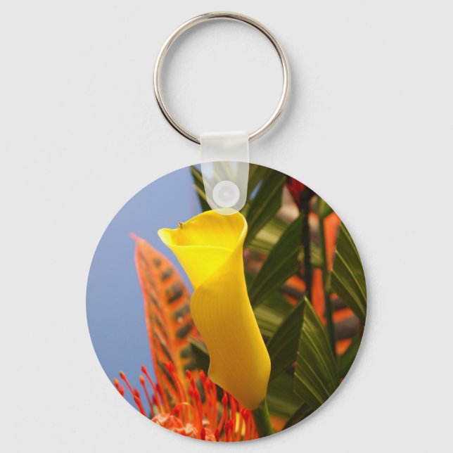 mini yellow calla lily key ring (Front)