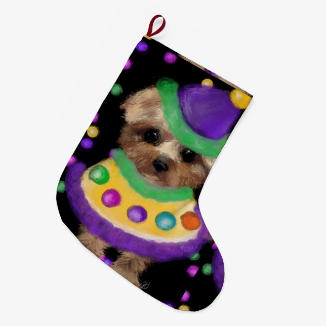 MINI YORKIE POO    LARGE CHRISTMAS STOCKING (Front (Hanging))