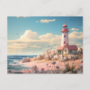 Miniatur Lighthouse Maritime Lansdaft Postcard